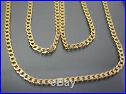VINTAGE 9ct GOLD FLAT CURB LINK NECKLACE CHAIN 26 inch C. 1980