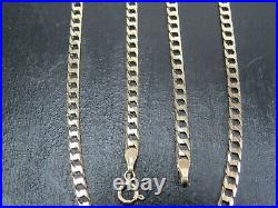 VINTAGE 9ct GOLD FLAT SQUARE CURB LINK NECKLACE CHAIN 18 inch 1988