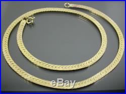 VINTAGE 9ct GOLD HERRINGBONE LINK NECKLACE CHAIN 16 inch C. 1980