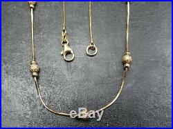 VINTAGE 9ct GOLD SNAKE & BALL LINK NECKLACE CHAIN 16 1/2 inch C. 2000