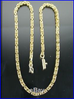 VINTAGE 9ct GOLD SQUARE BYZANTINE LINK NECKLACE CHAIN 15 1/2 inch 1979