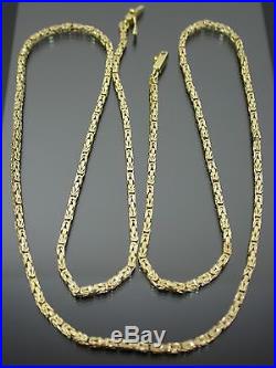 VINTAGE 9ct GOLD SQUARE BYZANTINE LINK NECKLACE CHAIN 28 inch C. 1980