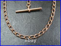 VINTAGE 9ct ROSE GOLD OPEN CURB LINK WATCH CHAIN NECKLACE T-Bar PENDANT 1990