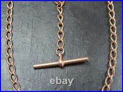 VINTAGE 9ct ROSE GOLD OPEN CURB LINK WATCH CHAIN NECKLACE T-Bar PENDANT 1990