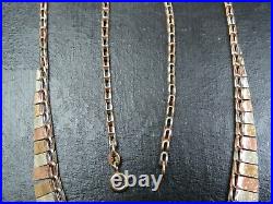 VINTAGE 9ct WHITE YELLOW & ROSE GOLD CLEOPATRA LINK NECKLACE CHAIN 16 inch 1990