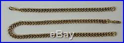 Vintage Double Antique Style Solid 9 Ct Gold (95 Grams!) Curb Link Chain/albert