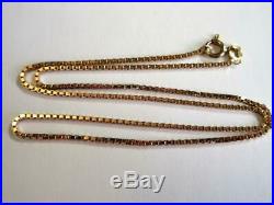 VINTAGE SOLID 9ct GOLD 16 INCH LONG BOX LINK NECKLACE, CHAIN 3.8g