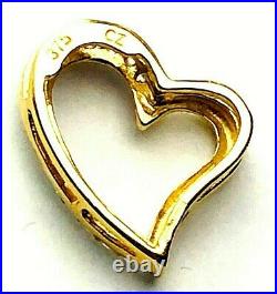 Valentine's 9ct Gold Heart Pendant with C. Z. Hallmarked + 46cm Curb Chain NEW