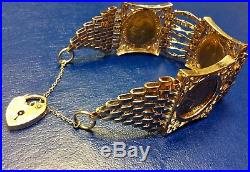 Very Elaborate Ladies 9ct Gold Sovereign x3 Gate Link Bracelet 46.6g