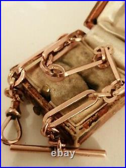 Victorian 1899 9ct Rose Gold Albert Chain Bracelet With T-bar 19.9 grams