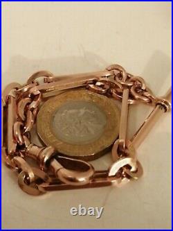 Victorian 1899 9ct Rose Gold Albert Chain Bracelet With T-bar 19.9 grams