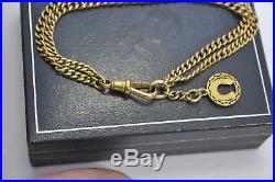 Victorian 9CT GOLD Twin Graduated Chain BRACELET with Dog Clip & Horseshoe Charm