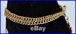 Victorian 9CT GOLD Twin Graduated Chain BRACELET with Dog Clip & Horseshoe Charm