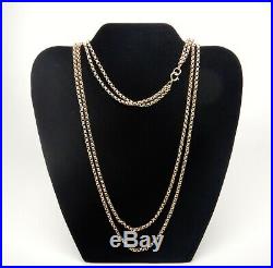 Victorian 9ct Gold Long Guard Muff Chain Necklace 25gms