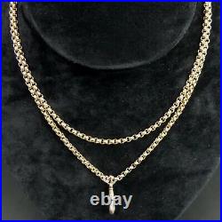 Victorian Antique 9 Ct Rose Gold Facet Cut Belcher Long Guard Chain Necklace