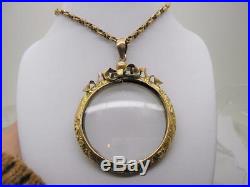 Victorian Big 9ct Gold Round Bow Topped Double Sided Locket & 9ct Gold 16 Chain