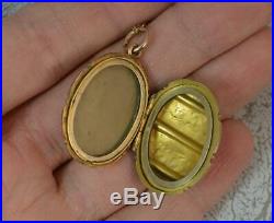 Victorian Gold Cased Engraved Oval Locket Pendant & 9ct Gold Chain t0718