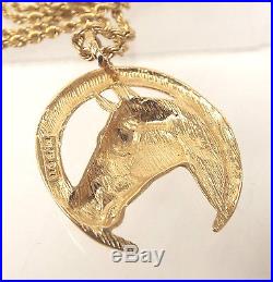 Vintage 14CT GOLD 23.5 Rope Chain With 9CT GOLD Horse Pendant, 19.91g V07 W27