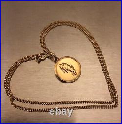 Vintage 1970s 9ct Gold 17 Chain Necklace with 9ct Gold Bull Taurus Pendant 6.4g