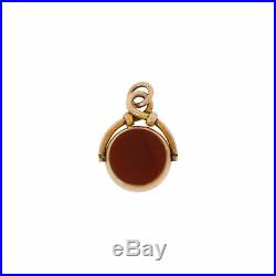 Vintage 9K 9CT 5.3G Gold Bloodstone Carnelian Spinner Watch Chain Fob English