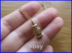 Vintage 9ct 375 Yellow Gold, Owl Pendant Charm with Chain