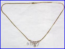 Vintage 9ct Gold 6 Diamond Set Necklace Pendant on 9ct Snake Link Chain c 1980's