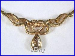 Vintage 9ct Gold 6 Diamond Set Necklace Pendant on 9ct Snake Link Chain c 1980's