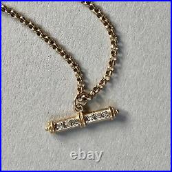 Vintage 9ct Gold Belcher Chain 18 Necklace With Diamond T Bar Pendant