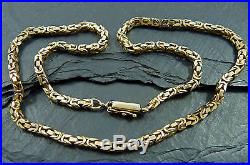 Vintage 9ct Gold Byzantine Chain Necklace 16.5inch London 9ct Import Marks 21g
