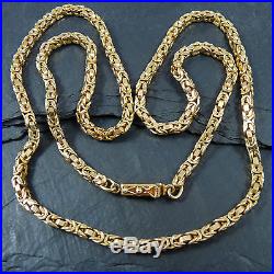 Vintage 9ct Gold Byzantine Chain Necklace 24 inch Hallmarked London 1977 33g
