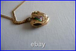 Vintage 9ct Gold Enamel Butterfly Heart Shaped Locket & 9ct Chain C1970's Box