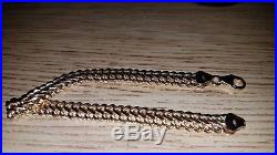 Vintage 9ct Gold Flat Double Curb Link Chain Bracelet Hallmarked Not Scrap. VGC