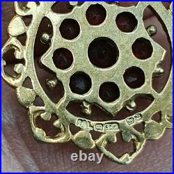 Vintage 9ct Gold Garnet Flower Pendant & Gold Chain Hallmarked & Boxed