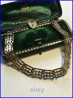 Vintage 9ct Gold Gate Bracelet Heart Padlock