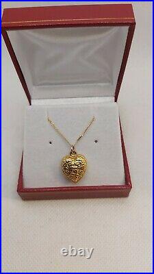 Vintage 9ct Gold Heart Shaped Pendant & Curb Chain(HM London 1968)2.4 grams