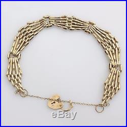 Vintage 9ct Gold Padlock Heart Gate Link Bracelet Hallmarked London 1989