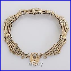 Vintage 9ct Gold Padlock Heart Gate Link Bracelet Hallmarked London 1989