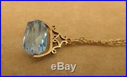Vintage 9ct Gold Swivel Blue Albert Fob Pendant 9ct Chain Necklace UK Hallmarks