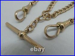 Vintage 9ct Rose Gold Double Albert Watch Chain All Links Marked Antique Albert