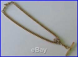 Vintage 9ct Rose Gold Hollow T Bar Double Albert Curb Chain (20.9g)