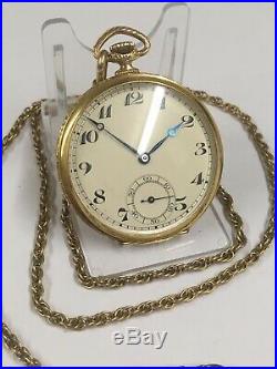 Vintage 9ct Solid Gold Gents Pocket Watch & Watch Chain GWO & VGC LOOK