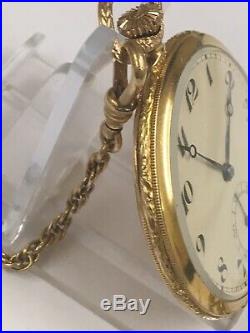 Vintage 9ct Solid Gold Gents Pocket Watch & Watch Chain GWO & VGC LOOK