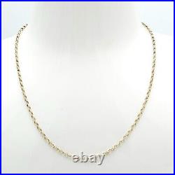 Vintage 9ct Solid Yellow Gold Facet Cable Link Fine Ladies Necklace Chain 16