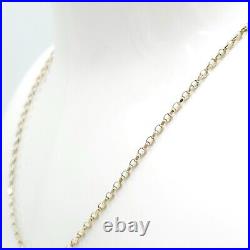 Vintage 9ct Solid Yellow Gold Facet Cable Link Fine Ladies Necklace Chain 16