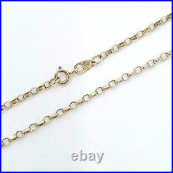 Vintage 9ct Solid Yellow Gold Facet Cable Link Fine Ladies Necklace Chain 16