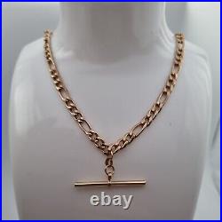 Vintage 9ct Yellow Gold 5mm Figaro Link Chain T-Bar Necklace Hallmarked 18 46cm