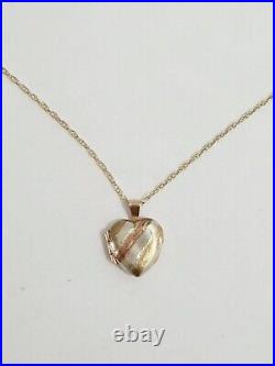 Vintage 9ct gold small heart charm pendant on 375 gold fancy link chain