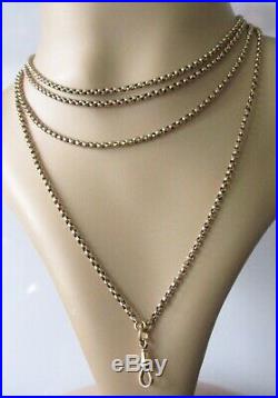 Vintage 9ct yellow gold belcher guard (25.2g) chain with Albert (61inches)