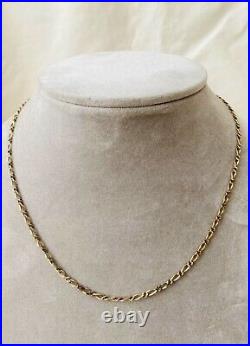 Vintage 9k 9ct Gold 18 Figaro Chain Necklace Fully Hallmarked, 7g