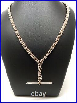 Vintage Albert Chain & T Bar Unusual Style 9ct Rose Gold 15 Long 26.00g